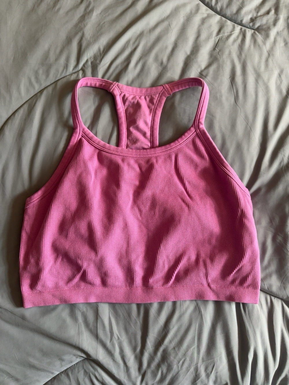 Pink Ribbed Racerback Sports Bra Seamless (No Brand Tag)
